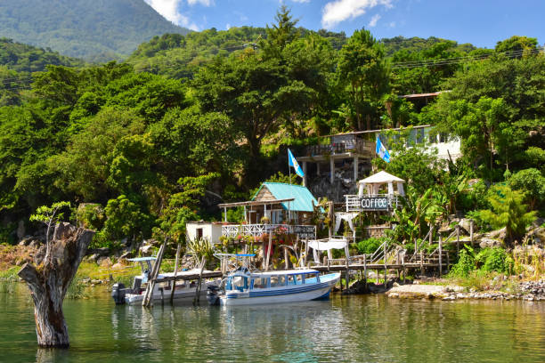 San Juan La Laguna is a small town on a hillside by the shore of Lago de Atitlan, Guatemala stock photo