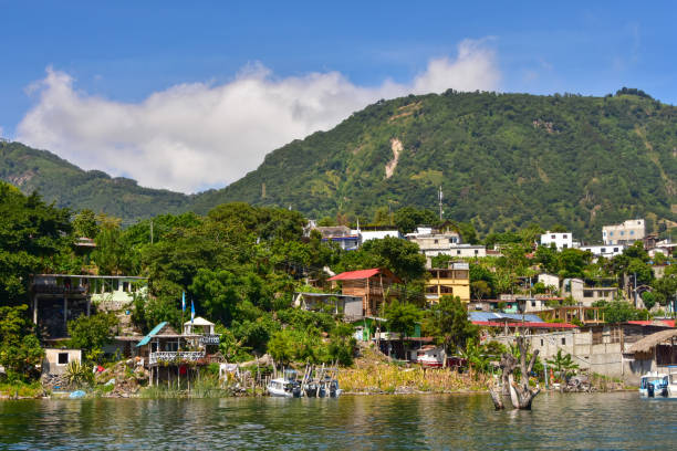 San Juan La Laguna is a small town on a hillside by the shore of Lago de Atitlan, Guatemala stock photo