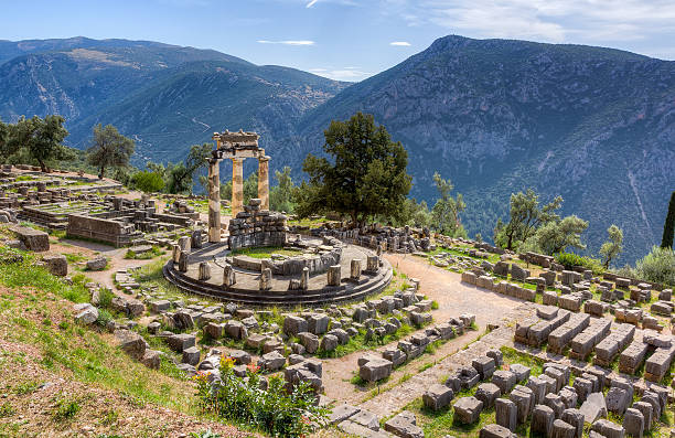 Sanctuary of Athena Pronaia, Delphi, Greece stock photo