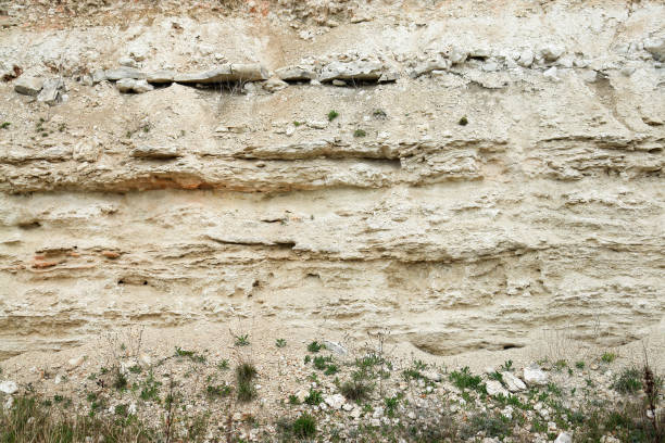 Sandstone layers of Earth epochs stock photo
