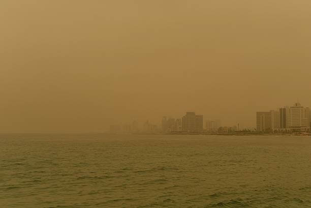 Sandstorm in Tel Aviv stock photo