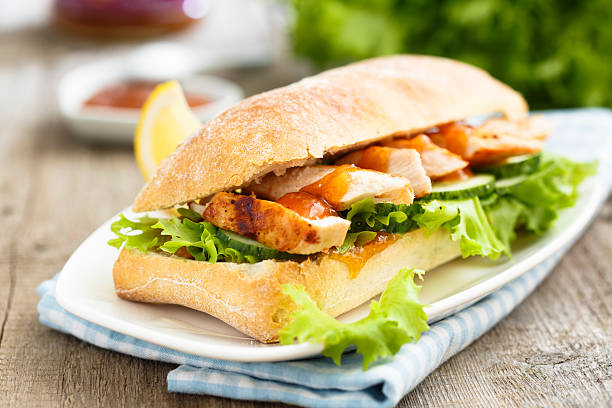 Sandwich Sandwich with chicken and mango chutney chutney stock pictures, royalty-free photos & images