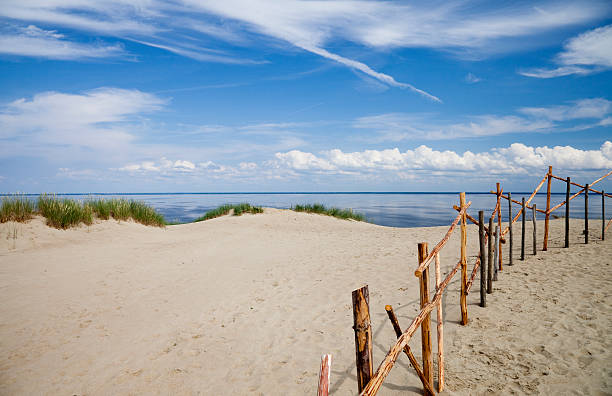 Sandy Dunes an Curonian Bay stock photo