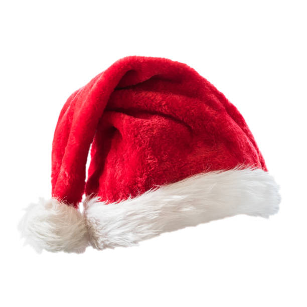 Santa Claus helper hat costume isolated on white background with clipping path for Christmas and New Year holiday seasonal celebration design decoration.  saints stock pictures, royalty-free photos & images