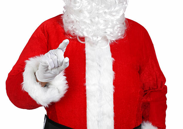 Santa Claus pointing something with his finger stock photo
