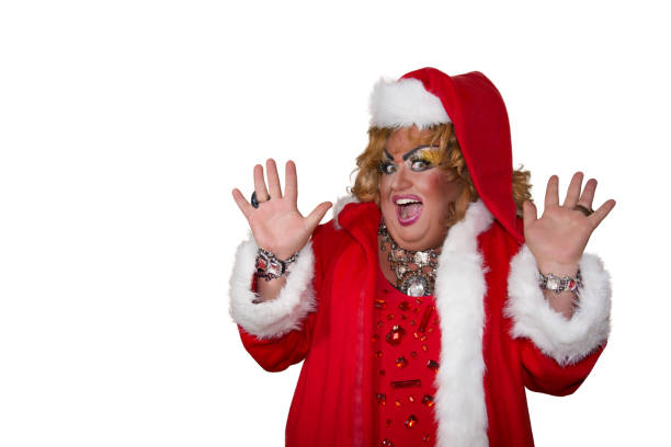 Santa. Funny travesty actor. Drag queen. White background. vlad model photos stock pictures, royalty-free photos & images