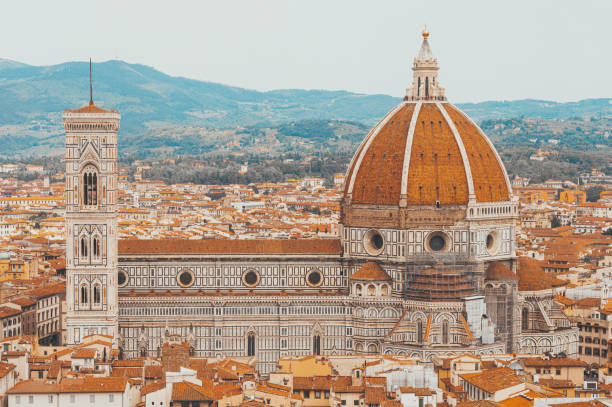 Santa Maria Del Fiore. Panorama. Italy, Florence. The concept of tourism, travel, leisure. Santa Maria Del Fiore. Panorama. Italy, Florence. The concept of tourism, travel, leisure. Mixed media duomo santa maria del fiore stock pictures, royalty-free photos & images