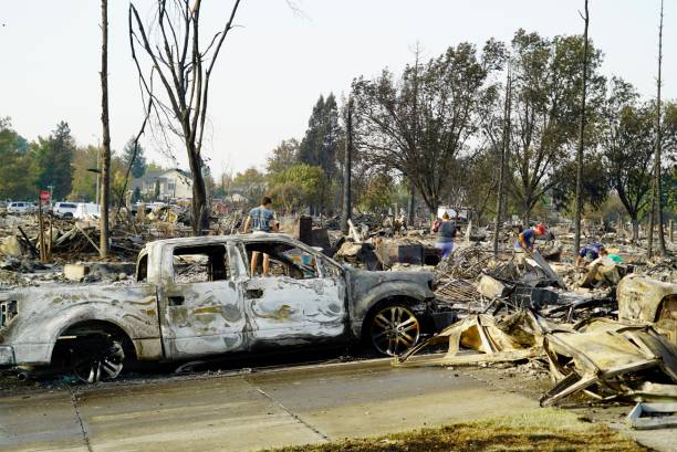 Santa Rosa 2017 Tubbs Fire Coffey Park neighborhood where 1300 homes burned stock photo