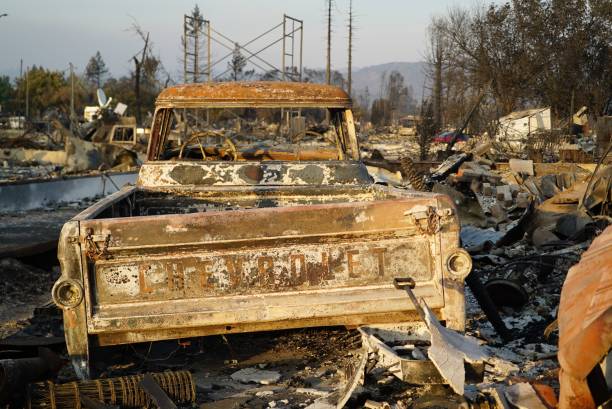 Santa Rosa 2017 Tubbs Fire Coffey Park neighborhood where 1300 homes burned stock photo