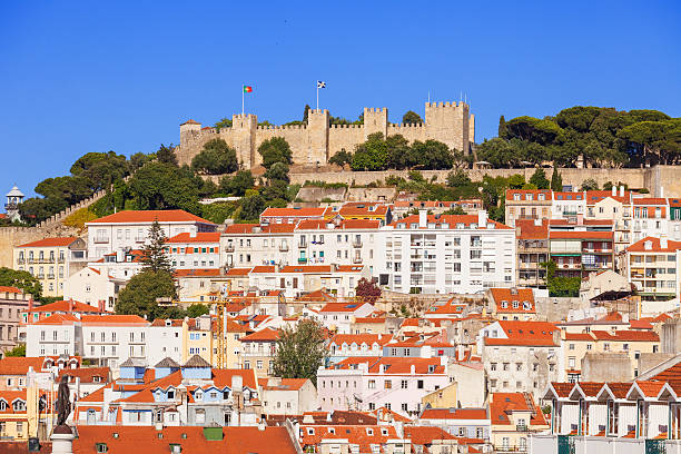 Sao Jorge castle over Lisbon stock photo
