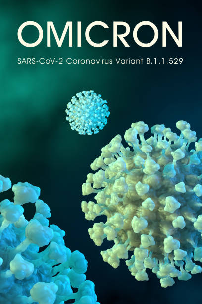 SARS-CoV-2 Coronavirus variant omicron B.1.1.529 stock photo
