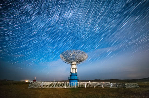 Satellite dish under a starry sky Satellite dish under a starry sky 1. physics & astronomy stock pictures, royalty-free photos & images