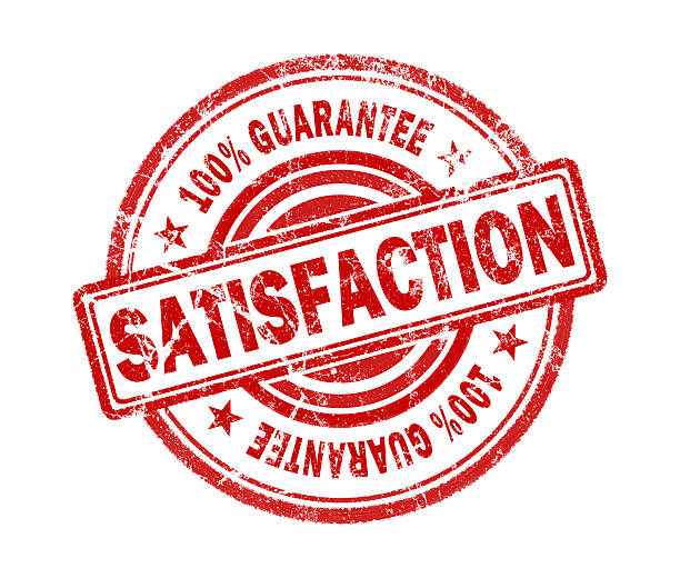 satisfaction stamp on white background stock photo