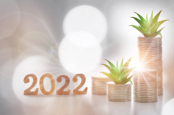 Saving with return on investment concept and new year sustainable economic growth idea stock photo