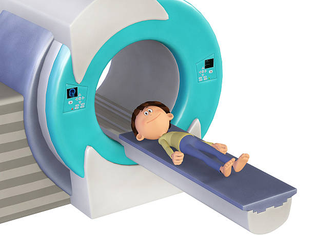 MRI Scanm Doctor and little boy, 3d stock photo