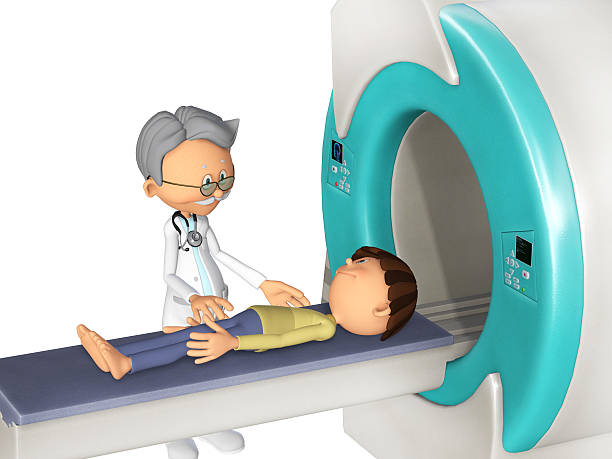 MRI Scanm Doctor and little boy, 3d stock photo