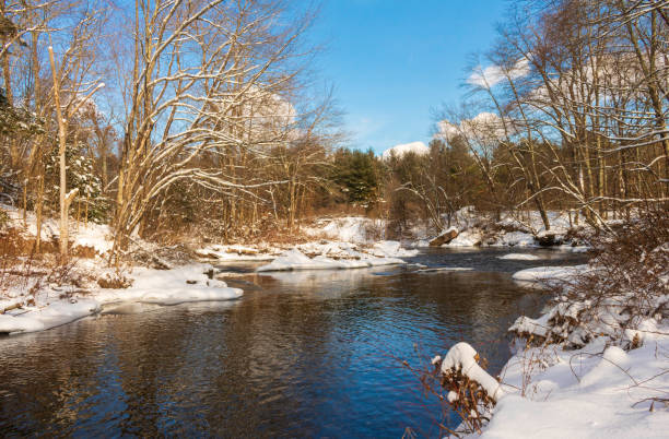 Scantic River in the winter stock photo