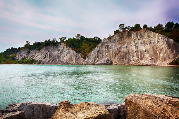 Scarborough Bluffs (Bluffer's Park) landscape on Lake Ontario stock photo