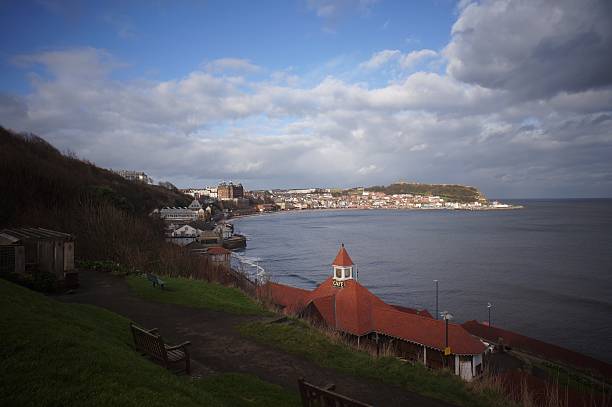 Scarborough Cityscape view from hill stock photo