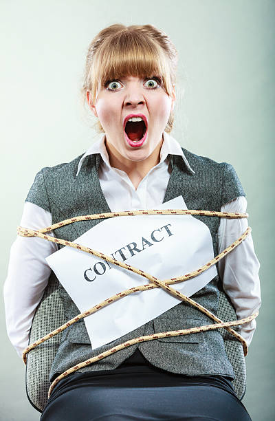 Afraid businesswoman bound by contract terms and conditions....