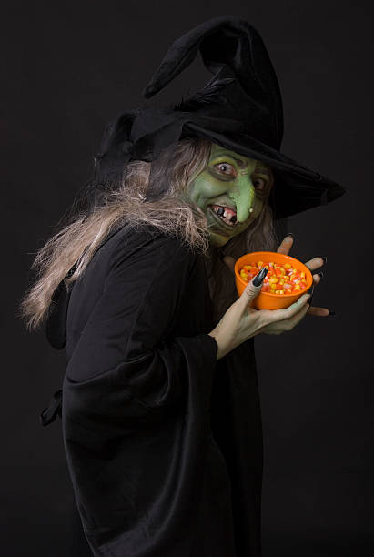 Scary Candy Corn Witch stock photo