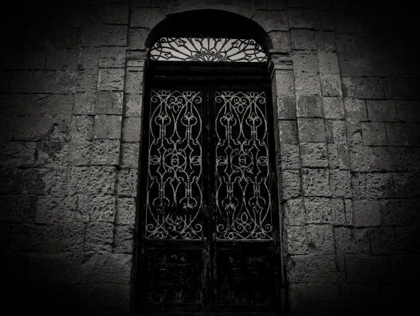 A Scary Door at Night stock photo