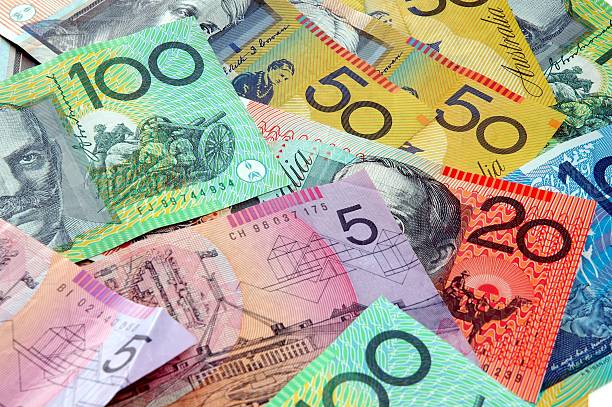 Scattered Australian Cash stock photo