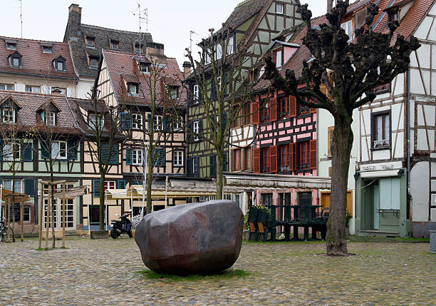 scenery in Strasbourg detail scenery in Strasbourg with pictorial timbered houses (Alsace/France) petite france strasbourg stock pictures, royalty-free photos & images