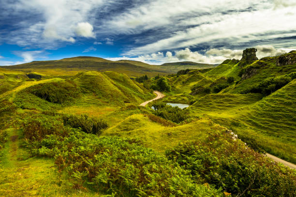 Scenic And Mysterious Fairy Glen Near Uig On The Isle Of Skye In Scotland stock photo