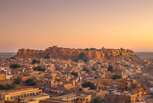 Scenic Jaisalmer Fort with a sunset Jaisalmer Fort in sunset light, Rajasthan, India, Asia. rajasthan stock pictures, royalty-free photos & images