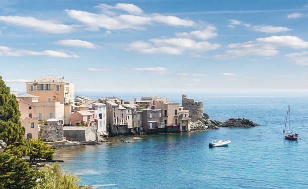 scenic of Bastia,Corsica,France houses by the sea,Scenic of Bastia,Corsica,France bastia stock pictures, royalty-free photos & images