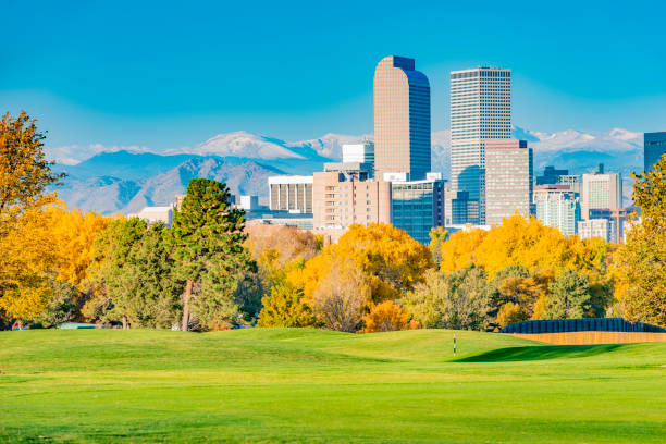 Scenic of Denver Colorado skyline stock photo