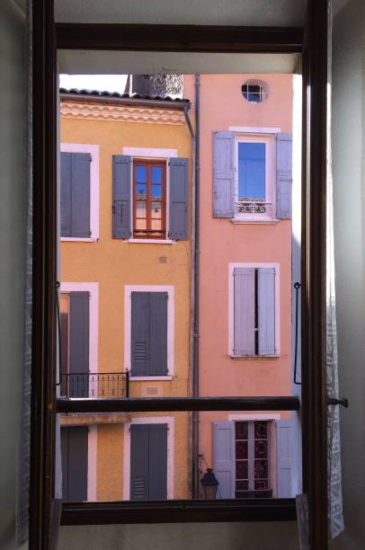 scenic view from window, digne-les-bains, france. - digne stok fotoğraflar ve resimler