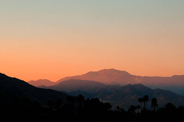 Scenic view of a sunset in San Jacinto Mountain Palm Springs stock photo