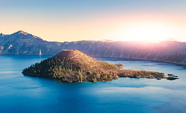 scenic view of Crater lake National park,Oregon,usa. stock photo