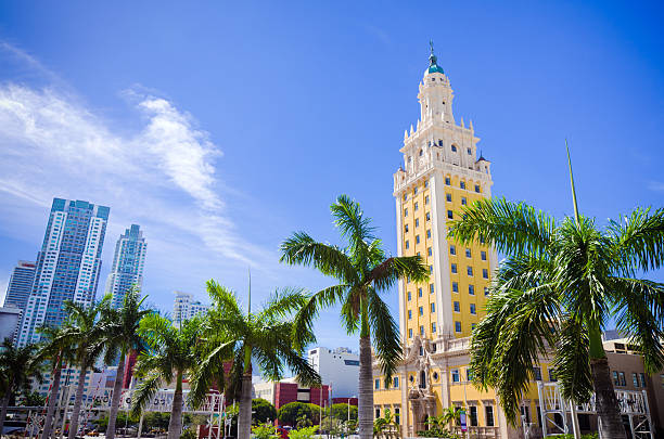 Scenic view of Freedom Tower in downtown Miami Florida stock photo