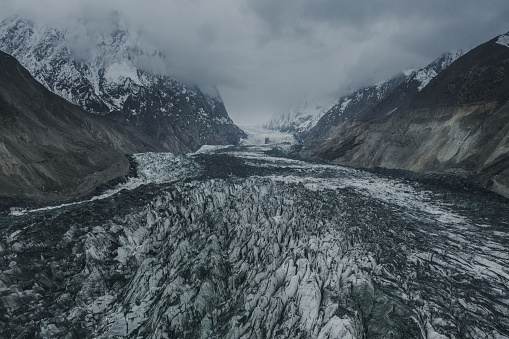 Scenic view of glacier in  mountains of Northern  Pakistan