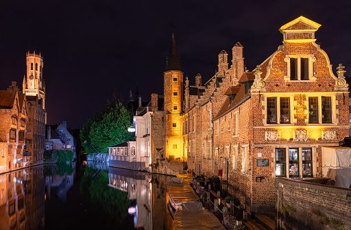 Belfry Tower at night, Bruges, Belgium