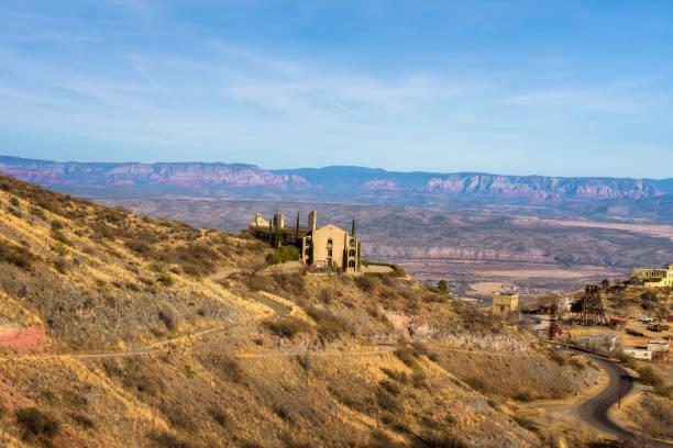 Scenic view of the mountain town of Jerome in Arizona Scenic view of Jerome located in the Black Hills of Yavapai County. It was a mining town and became a National Historic Landmark. jerome arizona stock pictures, royalty-free photos & images