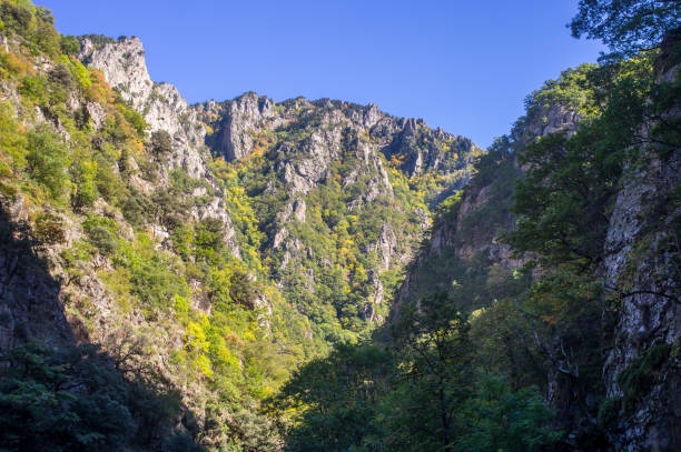 Scenic views of Les Gorges de la Carança trail stock photo