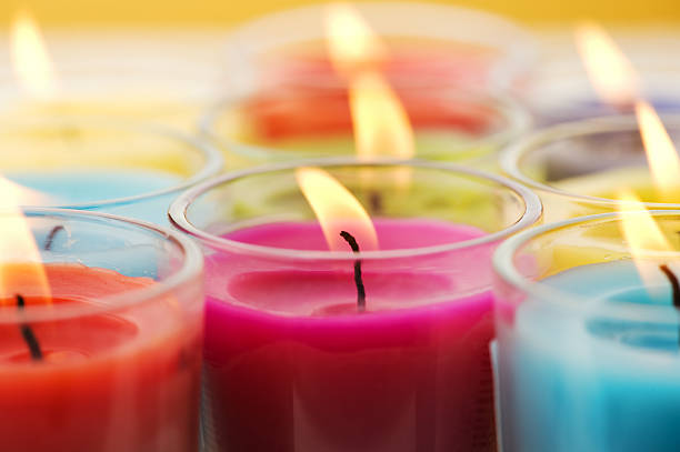 Scented candles "Scented candles, very clorfull" candle stock pictures, royalty-free photos & images