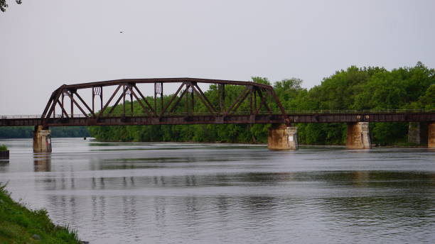 Schenectady, New York Train Bridge over Mohawk River stock photo