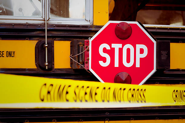 School Bus Crime Scene stock photo