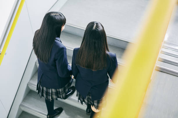 School life in Japan Japanese students routinely at school japanese girl stock pictures, royalty-free photos & images