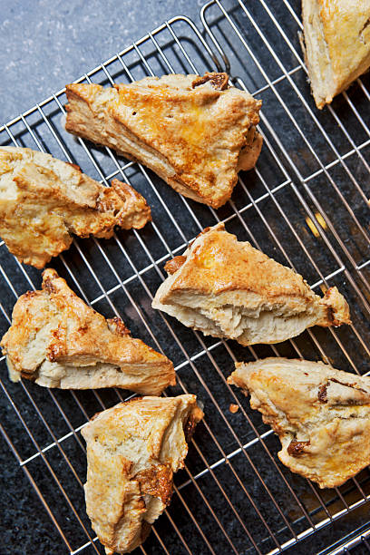scone on cooling rack stock photo