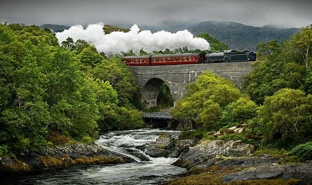 Scotland's steam train and landscape stock photo