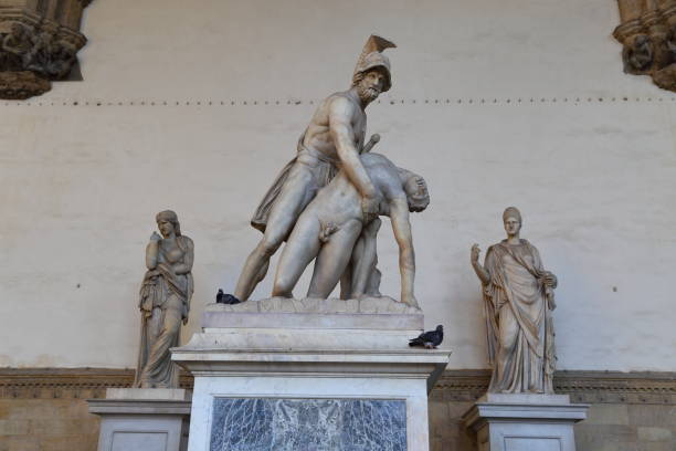 Sculpture of the Renaissance in Piazza della Signoria Sculpture of the Renaissance in Piazza della Signoria in Florence, Italy michelangelo artist stock pictures, royalty-free photos & images