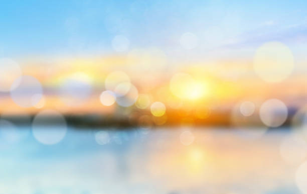 Photo of Sea shore horizon landscape illustration blurred  background.