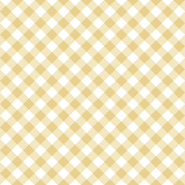 Seamless pattern. Classical cell diagonally. Contrasting cream diagonal lines on a white background. stock photo
