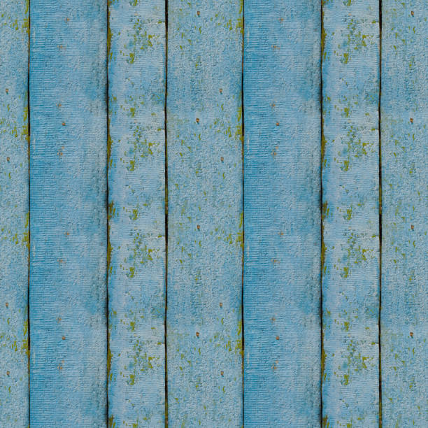 Seamless pattern of blue wooden planks wall with corrosion Seamless pattern of old blue wooden plank wall or pavement for design and matte painting xylo stock pictures, royalty-free photos & images